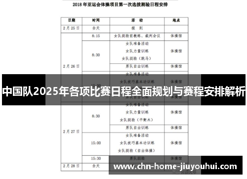 中国队2025年各项比赛日程全面规划与赛程安排解析 中国队2025年各项比赛日程全面规划与赛程安排解析